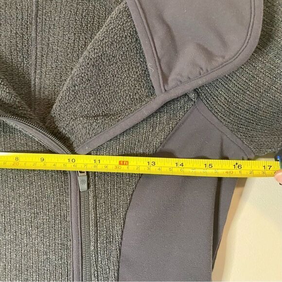 Athleta Full Asymmetrical Zip Hoodie Jacket Charcoal Gray Thumbholes - Picture 10 of 14